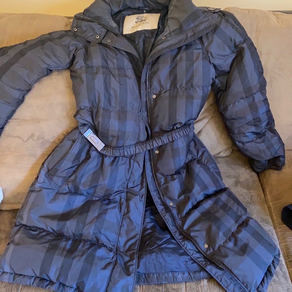Womens Burberry coat with belt size medium used